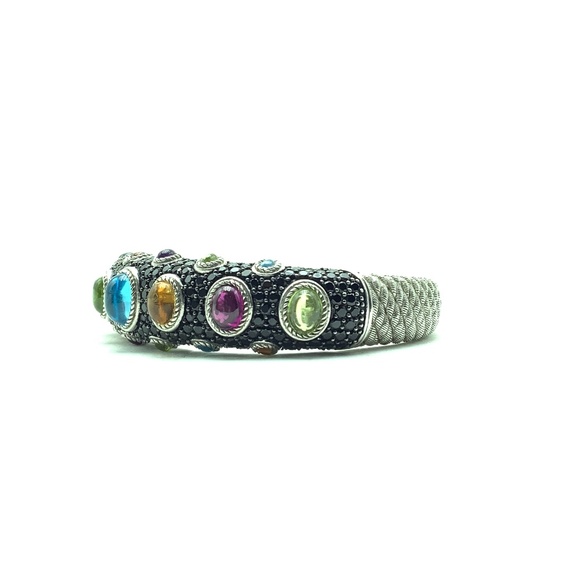 JUDITH RIBKA Cabochon Hinged Cuff Bracelet